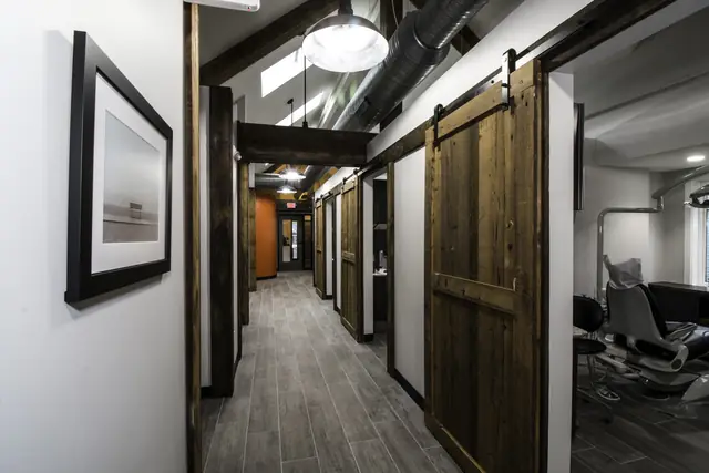 The corridor through the practice.