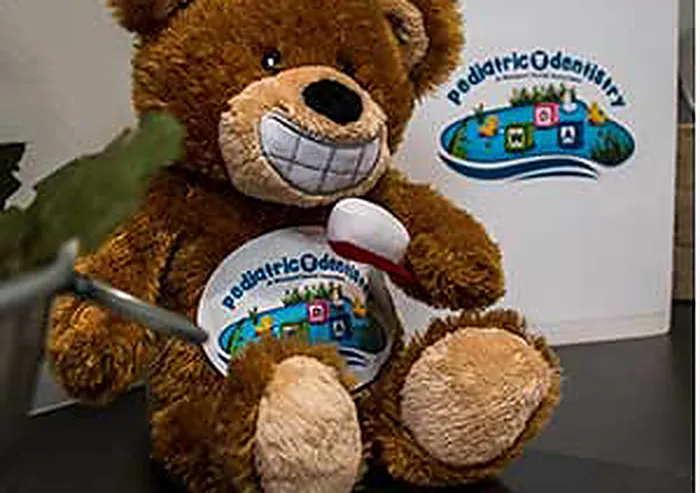 A Pediatric Dentistry of Westport teddy bear in the practice.