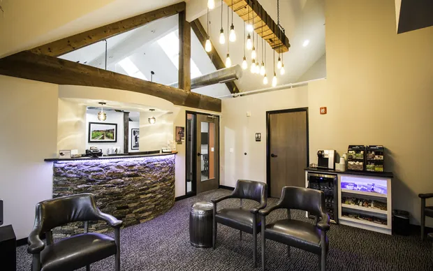 The reception desk at Westport Dental Associates, where a first visit starts.